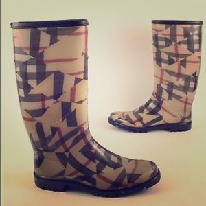 Authentic Burberry Patchwork rubber rain boots